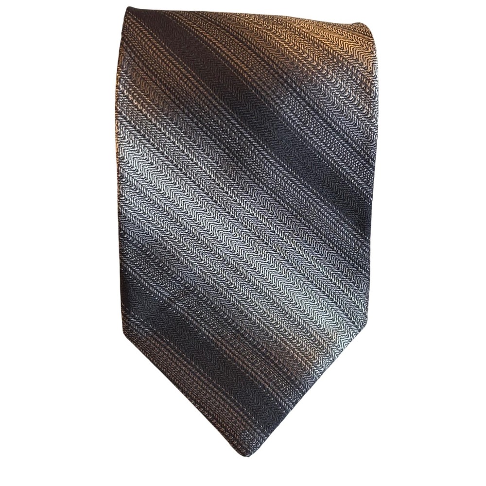 Brooks Brothers Silk Tie Mens Black Silver Herringbone Made in USA